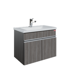 Gabinete Banheiro Madeira Pia Mármore Sintético 60 Cm Mdf Carvalho Dakar - 1