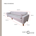 Ver imagem 4 de Sofá Gianni Tecido Impermeável - Pés Trapézio - 300cm Bipartido - Linhão Bege 309