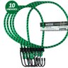 Kit 10 Un Elástico Bagageiro com Gancho Metal Starfer Verde e Preto 1,0m - 1