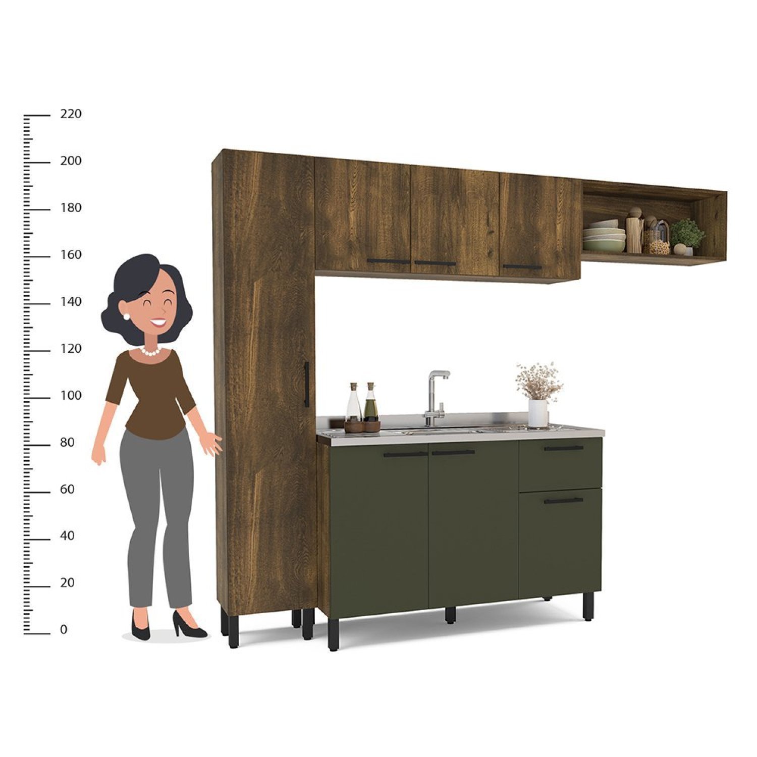 Armário Aéreo de Cozinha 80cm Espaguete  - 5