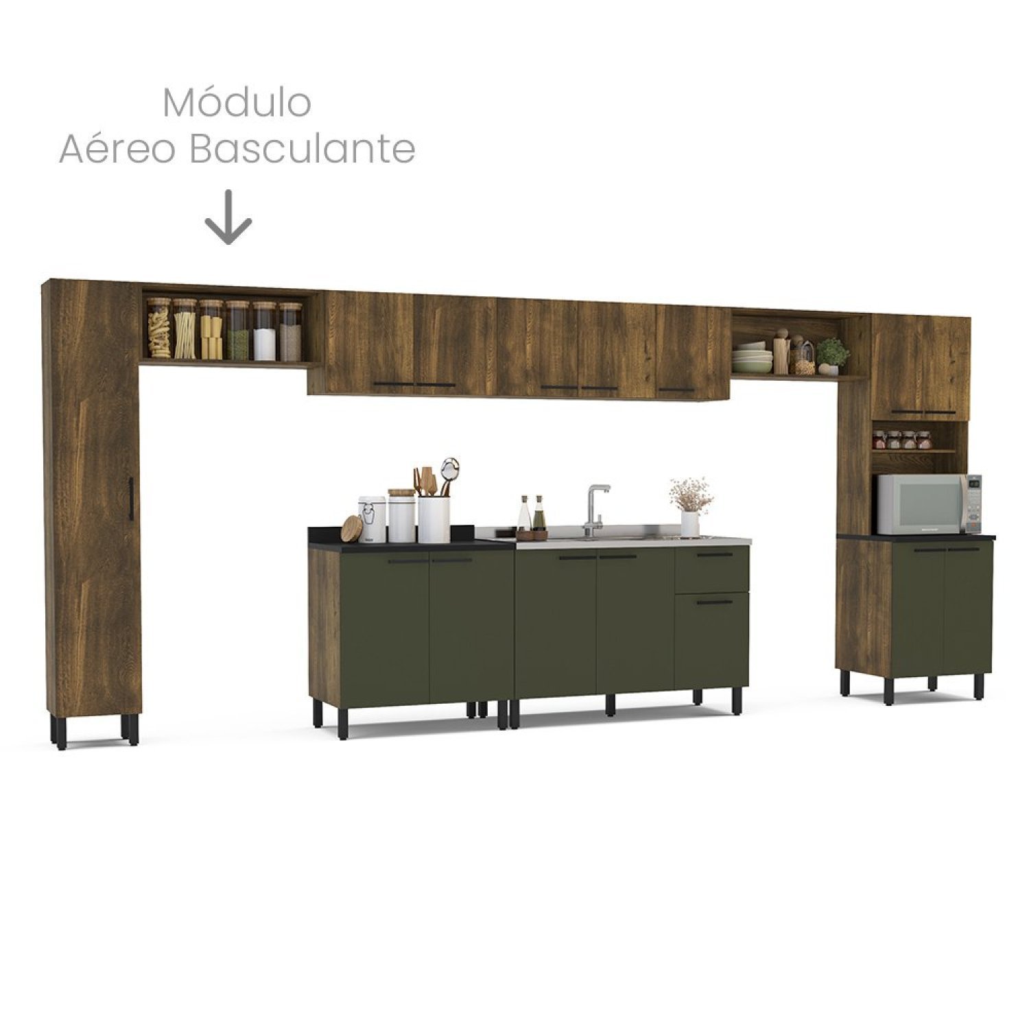 Armário Aéreo de Cozinha 80cm Espaguete  - 3