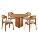 Ver imagem 2 de Conjunto Mesa de Jantar Helena Tampo Organico Laminado 4 Cadeiras Celeste Gold Natural Quartzo/Imbuia Marrom