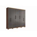 Ver imagem 4 de Guarda Roupa Casal 8 Portas e 6 Gavetas com Pés Master Cinza/Jatobá/Grafite