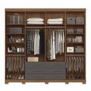 Ver imagem 3 de Guarda Roupa Casal 8 Portas e 6 Gavetas com Pés Master Cinza/Jatobá/Grafite