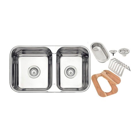 Cuba Tramontina Isis 2c 34 28 Bs 69x40 94062412 Inox Polido com Acessórios