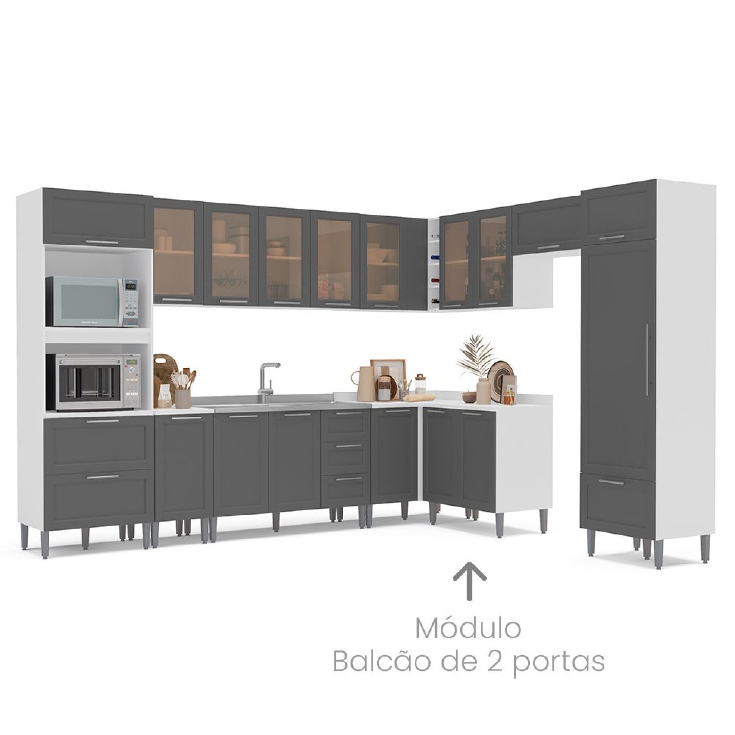 Balcão de Cozinha 2 Portas 80cm Menu Kitchen Fettuccine  - 4