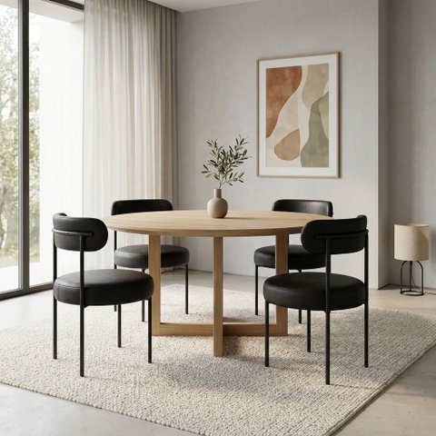 Cadeira Sala de Jantar Margara Kit 4 Base em Aço Preto PU D03 - D'Rossi