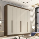 Ver imagem 1 de Guarda Roupa Casal 100% MDF 6 Portas 4 Gavetas 219cm Uberaba Castanho/Off White - Valverde
