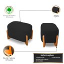 Ver imagem 3 de Puff Oval Pé de Madeira Decorativo para Sala Orgânico Confortável e Reforçado Bouclé Fluffy