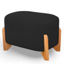 Ver imagem 4 de Puff Oval Pé de Madeira Decorativo para Sala Orgânico Confortável e Reforçado Bouclé Fluffy