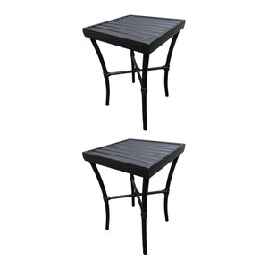 Kit 2 Mesinhas Ripada Quadrada 0.35x0.35m Alumínio Preta