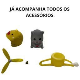 Gatinho Gato Moto Guidao Bike Som Buzina Luzes Led Capacete Fofo Sinalizaçao Passeio Segurança Bicic - 3