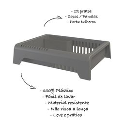 Escorredor de Louça em Plástico Smile - Stolf Cinza - 1
