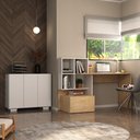 Ver imagem 2 de Conjunto Escritório Escrivaninha e Balcão 3 Portas Multimóveis MP7007 Rustic/Branco