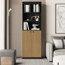 Ver imagem 1 de Estante Livreiro com 5 Prateleiras e 2 Portas Gold Luxo - Dullar Móveis:preto/ripado