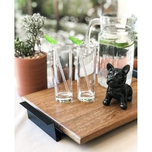 Bandeja Decorativa em Madeira Linha Nexo Cor Preta 50x30cm
