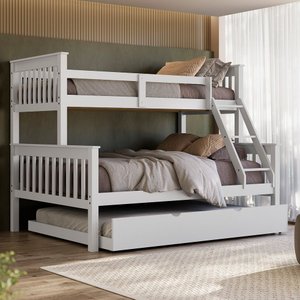 Triliche com Cama de Casal Solteiro em Madeira Woodstore e Aux Casal