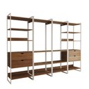 Ver imagem 2 de Guarda Roupa Aberto Industrial Casal Modulado Completo Amêndoa Cabideiro com Gavetas Ferro Branco