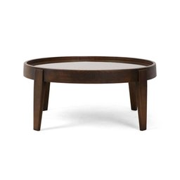 Mesa de Centro de Madeira e Vidro 94cm Virgínia Castanho Canela - 1
