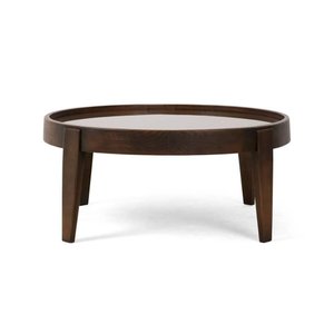 Mesa de Centro de Madeira e Vidro 94cm Virgínia Castanho Canela