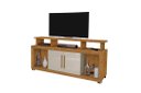Ver imagem 2 de Rack Ru com Rodízios 2 Portas para Tv até 60'' Polegadas Cor Ipê / Off White