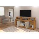 Ver imagem 3 de Rack Ru com Rodízios 2 Portas para Tv até 60'' Polegadas Cor Ipê / Off White