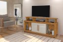 Ver imagem 1 de Rack Ru com Rodízios 2 Portas para Tv até 60'' Polegadas Cor Ipê / Off White
