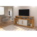 Ver imagem 1 de Rack Ru com Rodízios 2 Portas para Tv até 60'' Polegadas Cor Ipê / Off White