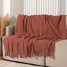 Manta Xale Rubi 1,70m X 1,40m com Franja para Sofá Cama 100% Algodão 01 Peça - Terracota - 2