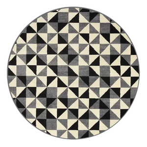 Tapete Aspect Black Tiles 1,5m Redondo São Carlos Geometrico