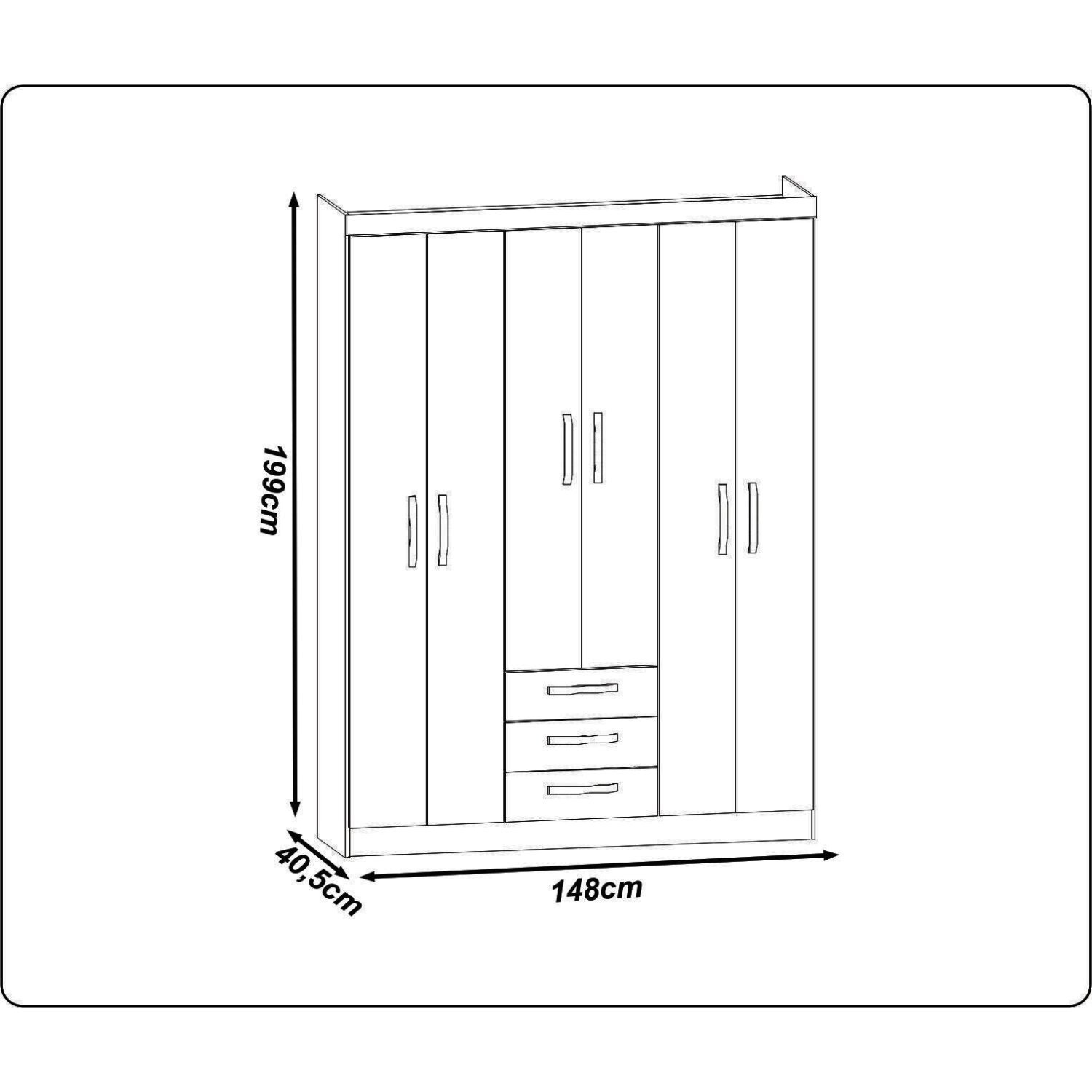 Guarda Roupa Casal 6 Portas 3 Gavetas Milano  - 4