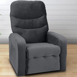 Poltrona Reclinável Punto em Veludo Cinza