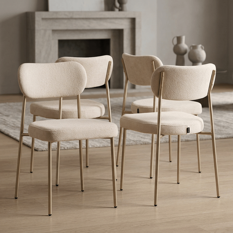 Kit 4 Cadeiras de Jantar Sienna Aço Carbono Pintura Epóxi Design Industrial Luxo Sala Estar Gourmet