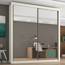 Ver imagem 1 de Guarda Roupa Solteiro Espelhado 2 Portas 4 Gavetas - Zurique-off White - Móveis Europa