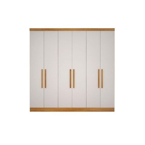 Módulo de Quarto Casal Guarda Roupa C- 6 Portas e 4 Gavetas Rizon-linea Cumaru-fendi 25 - Novo