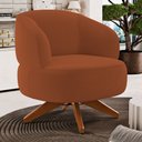 Ver imagem 1 de Poltrona Decorativa Orgânica Living Have Base Madeira Giratória Bouclê Terracota - Desk Design