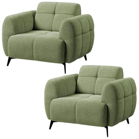 Kit 2 Poltronas para Sala e Escritório Decorativa Kania Linho Verde