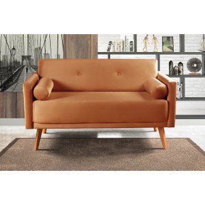 Sofá Namoradeira 2 Lugares Luma - Veludo Terracota