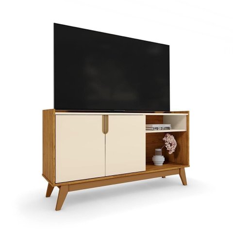 Rack Bancada para TV Vitoria 55" 135cm MDP Canela Off White Mobler