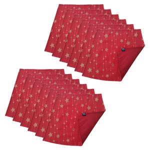 Jogo Americano Luxo Estrela Cadente Vermelho Dupla face 12un