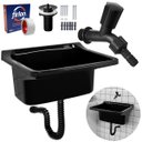 Ver imagem 1 de Tanque de Plástico 40l para Lavanderia Preto + Sifão Universal Sanfonado + Fita Veda Rosca + Torneir