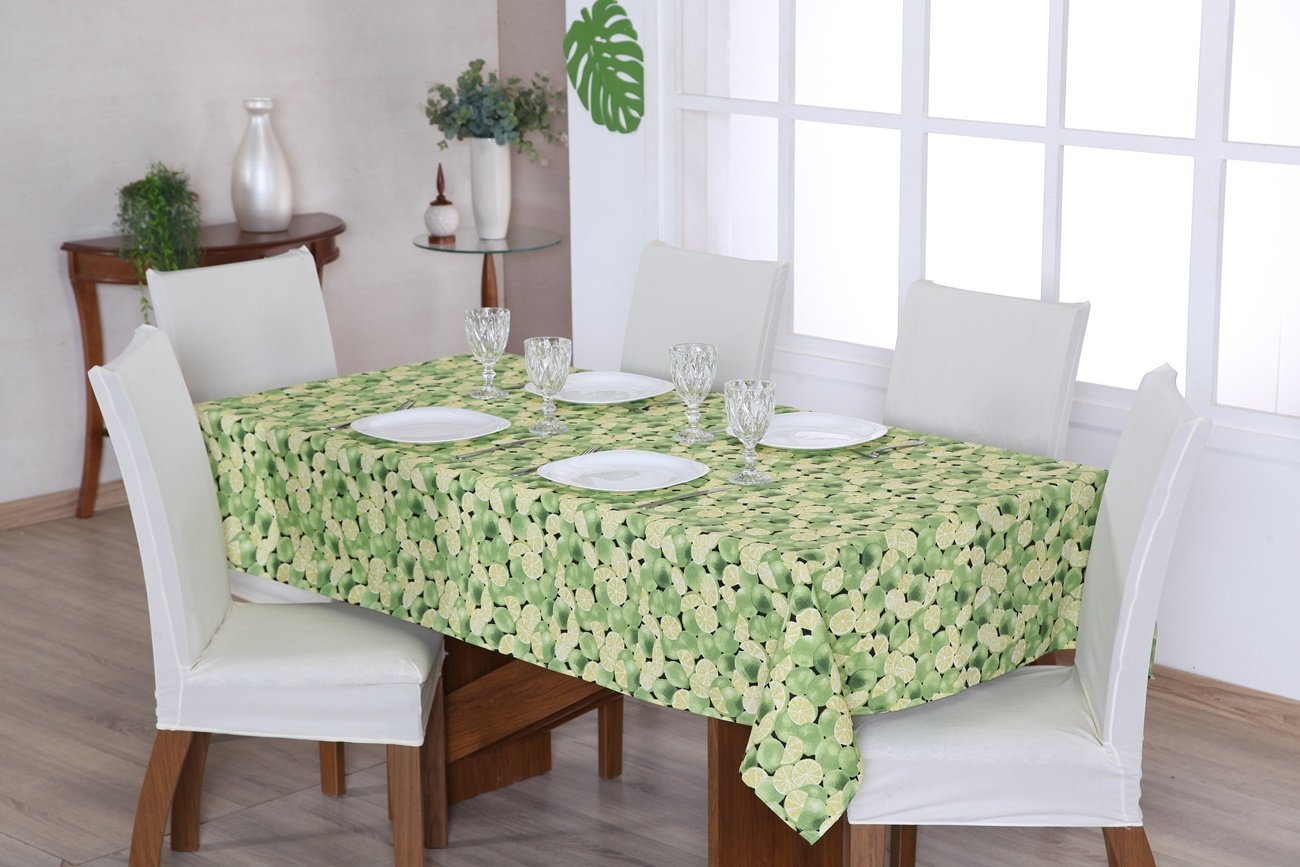 Toalha de Mesa 6 Lugares Sala de Jantar Verona Estampada 2,00m x 1,40m:Verde Caipirinha - 1