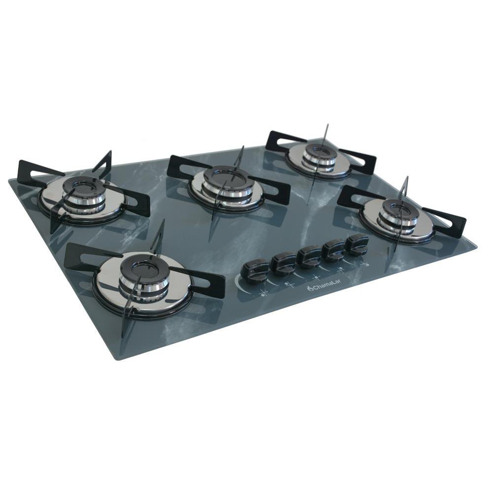 Fogão Cooktop Gás Chapa 5 Bocas Ultra Chama 127/220v Marmorizado Marmo Cinza - 3