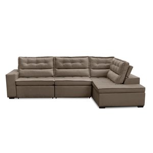 Sofá de Canto Retrátil e Reclinável com Molas 3,00x2,00 Marília Suede Cappuccino Rover & Beato