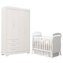 Ver imagem 1 de Jogo de Quarto Infantil Guarda Roupa Zaki e Berço Mini Cama Danny Branco Fosco - Reller Móveis