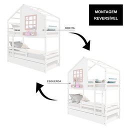 Treliche Casinha com Janela com Grade de Proteção Madeira Maciça Branco/ Rosa Housin - 6