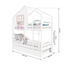 Treliche Casinha com Janela com Grade de Proteção Madeira Maciça Branco/ Rosa Housin - 3