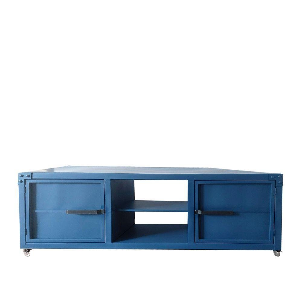 Rack para Tv Queens Estilo Industrial Em Ferro Azul 200cm - 1