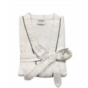 Ver imagem 1 de Roupão de Banho Briza Piquê Adulto c/ Viés 100% Algodão Manga Curta (5009) - GG - Branco