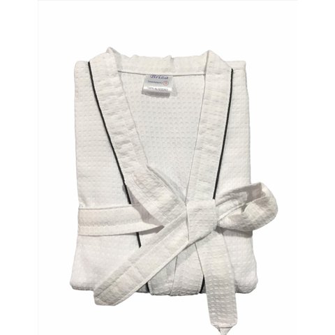 Roupão de Banho Briza Piquê Adulto c/ Viés 100% Algodão Manga Curta (5009) - GG - Branco